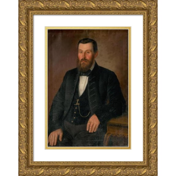 Peter Michal Bohúň 18x24 Gold Ornate Framed and Double Matted Museum Art Print Titled - Portrait of Klein (1861-1863)