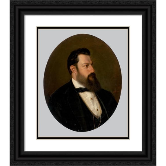 Peter Michal Bohúň 20x24 Black Ornate Framed Double Matted Museum Art Print Titled: Portrait of a Man (1870-1879)