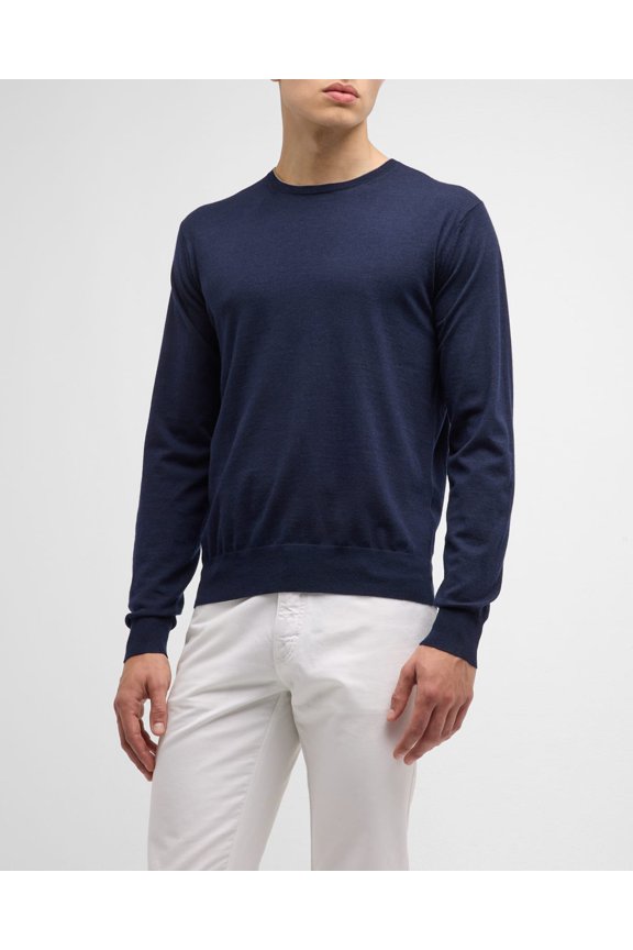 Mens  fit Crew Neck Crewneck Sweater Large Blue Solid