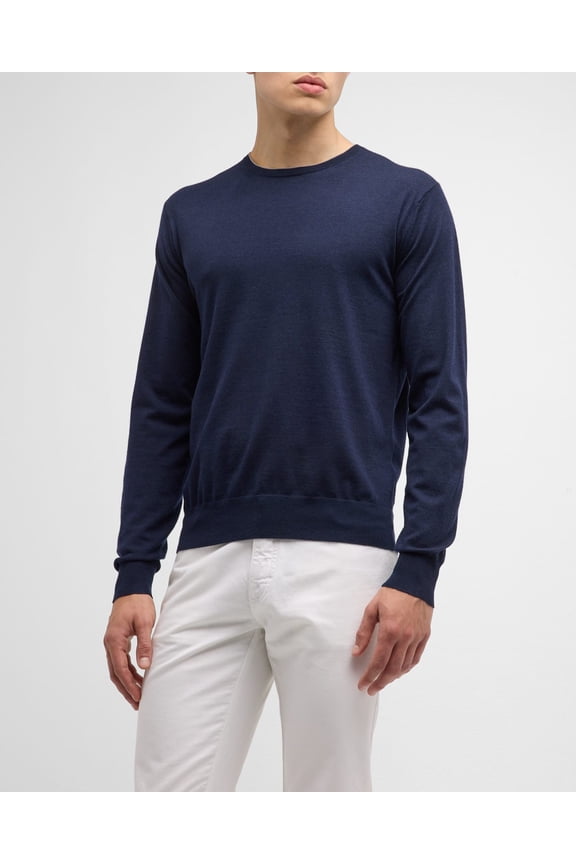 Mens fit Crew Neck Crewneck Sweater XXL Blue Solid
