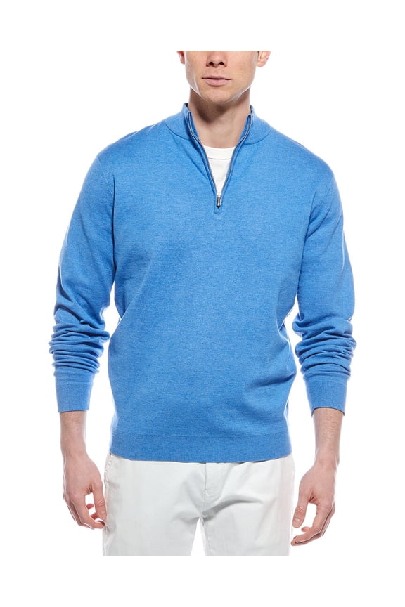 mens  Coolspun 1/4-Zip Sweater, s, Blue