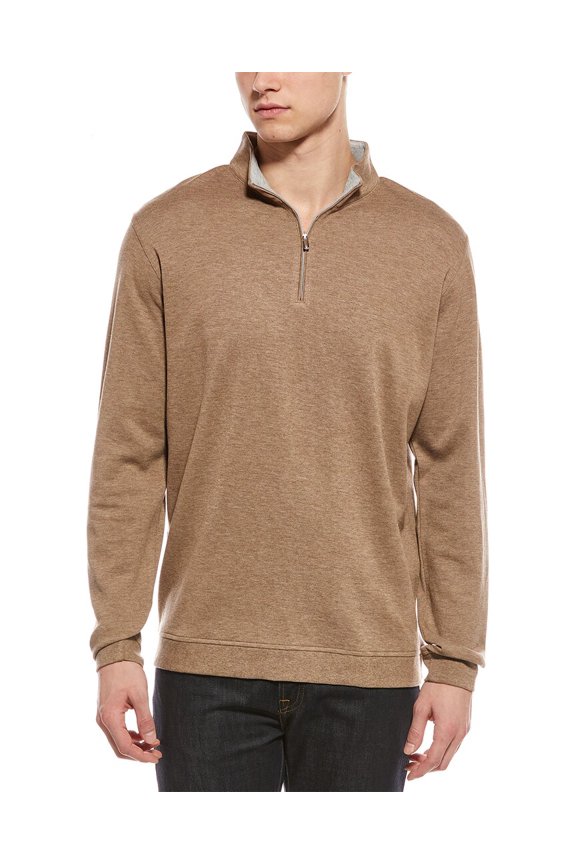 mens Quarter-Zip Pullover, l, Brown