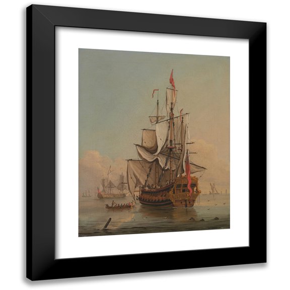 Peter Monamy 20x24 Black Modern Framed Museum Art Print Titled - Shipping in a Calm