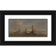 thumbnail image 1 of Peter Monamy 24x13 Black Ornate Framed Double Matted Museum Art Print Titled: The Opening of the First Eddystone Lighthouse in 1698, 1 of 5