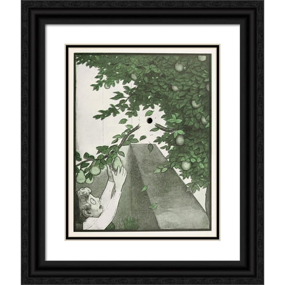 Peter Newell 12x14 Black Ornate Wood Framed Double Matted Museum Art Print Titled: The Hole Book Pl 09 (1908)