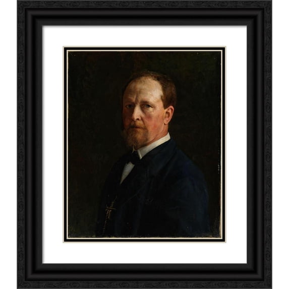 Peter Nicolai Arbo 15x18 Black Ornate Wood Framed Double Matted Museum Art Print Titled - Self-Portrait (1884)