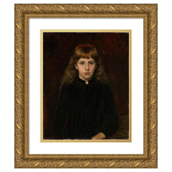 Peter Nicolai Arbo 15x18 Gold Ornate Wood Frame and Double Matted Museum Art Print Titled - Portrait of Dagny Kiar (1885)