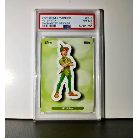 Peter Pan 2025 Topps Disney #ES-8 Enchanted Sticker Card Peter Pan PSA 8