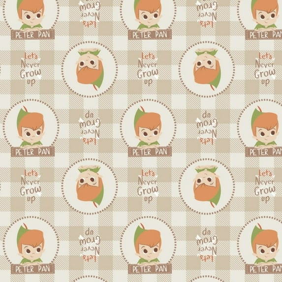 Peter Pan Beige Plaid Cotton Fabric
