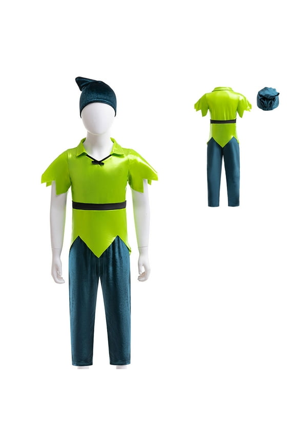 Peter Pan Costume for Kids Halloween Cosplay Outfits with Hat