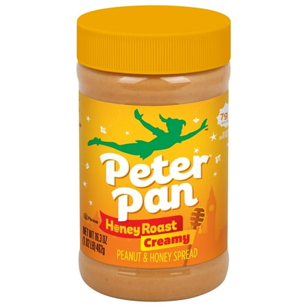 Peter Pan Creamy Honey Roast Peanut Butter, Smooth Peanut Butter Spread, Gluten-Free, 16.3 oz Jar