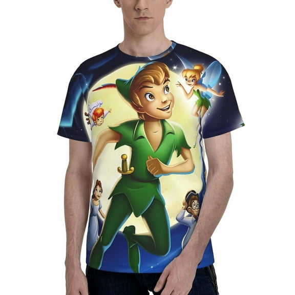 Peter Pan Men's T Shirts Cartoon Graphic Short Sleeve Tees Novelty Casual Unisex Adults Tee Shirt Tops