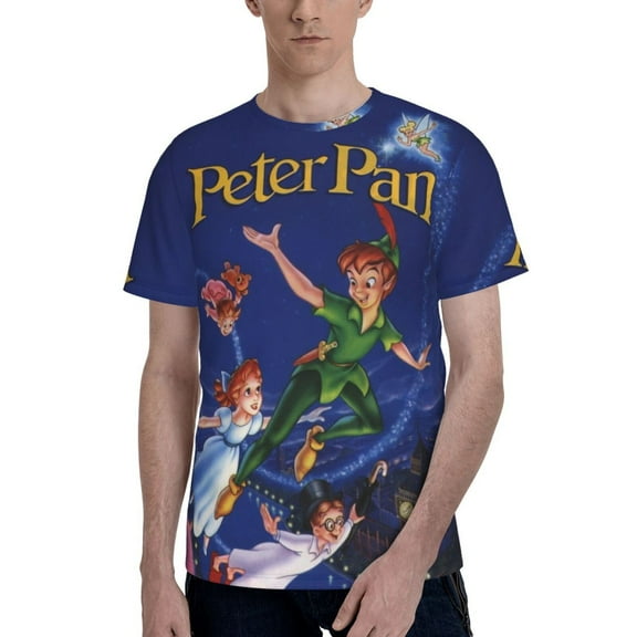 Peter Pan Men's T Shirts Cartoon Graphic Short Sleeve Tees Novelty Casual Unisex Adults Tee Shirt Tops