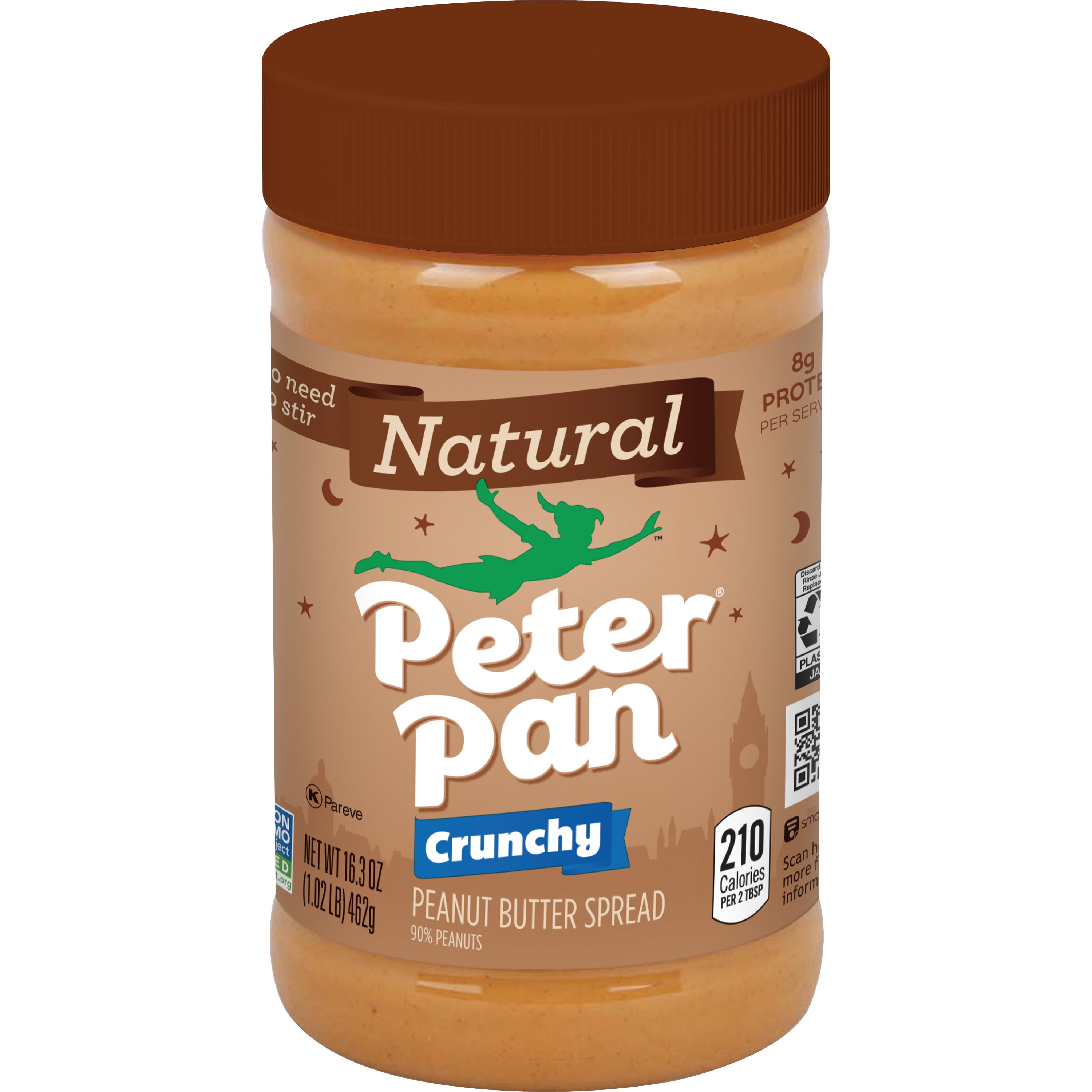 Peter Pan Natural Peanut Butter, Crunchy Peanut Butter, 16.3 Oz