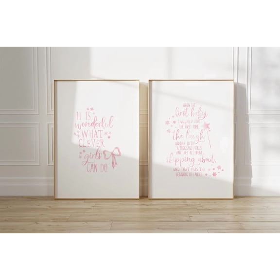 Peter Pan Quotes Nursery, Light Pink S, Playroom Decor, Wall Decor, Baby Girl Nursery Poster Printed Poster, Poster Only