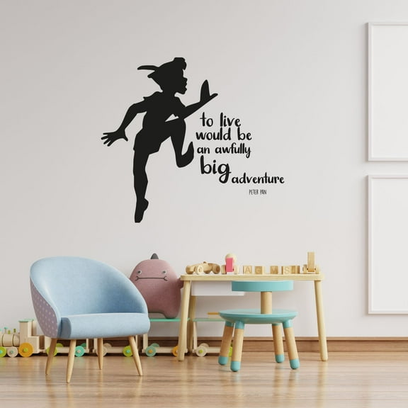 Peter Pan Silhouette Disney Movie To Live Would Be An Awfully Big Adventure Peter Pan Quotes Vinyl Wall Art Wall Decal Wall Sticker Home Decoration Design Kids Girls Room Wall Décor Size (20x20 inch)
