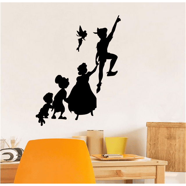 Peter Pan Tinkerbell Wendy Silhouette Peter Pan Movie Disney Vinyl Wall