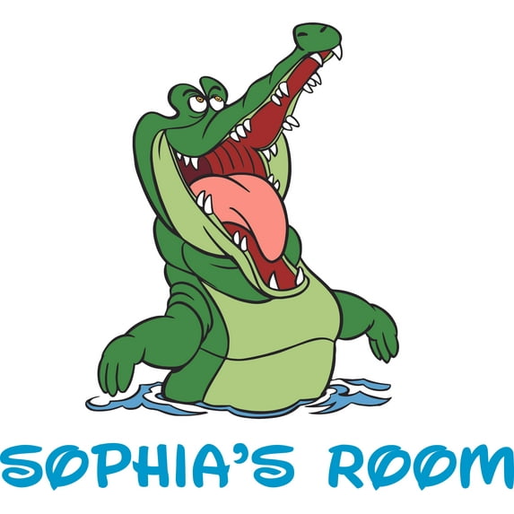 Peter Pan Villain Crocodile Tick Tock Customized Wall Decal - Custom Vinyl Wall Art - Personalized Name - Baby Girls Boys Kids Bedroom Wall Decal Room Decor Wall Stickers Decoration Size (20x20 inch)