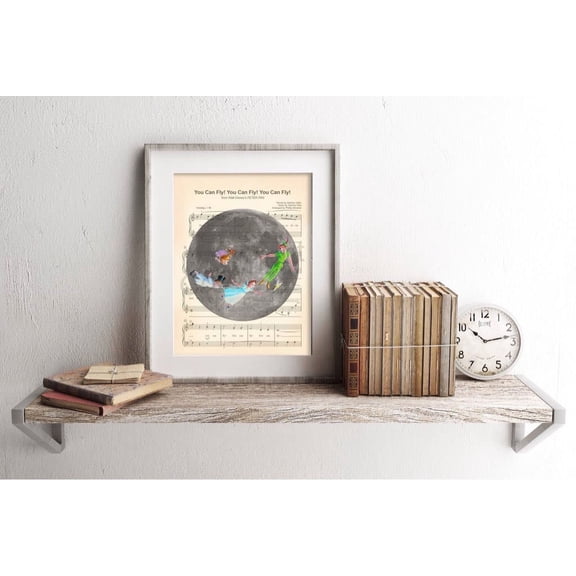 Peter Pan Wendy John Michael Tinkerbell Moon Sheet Music Wall Art Print