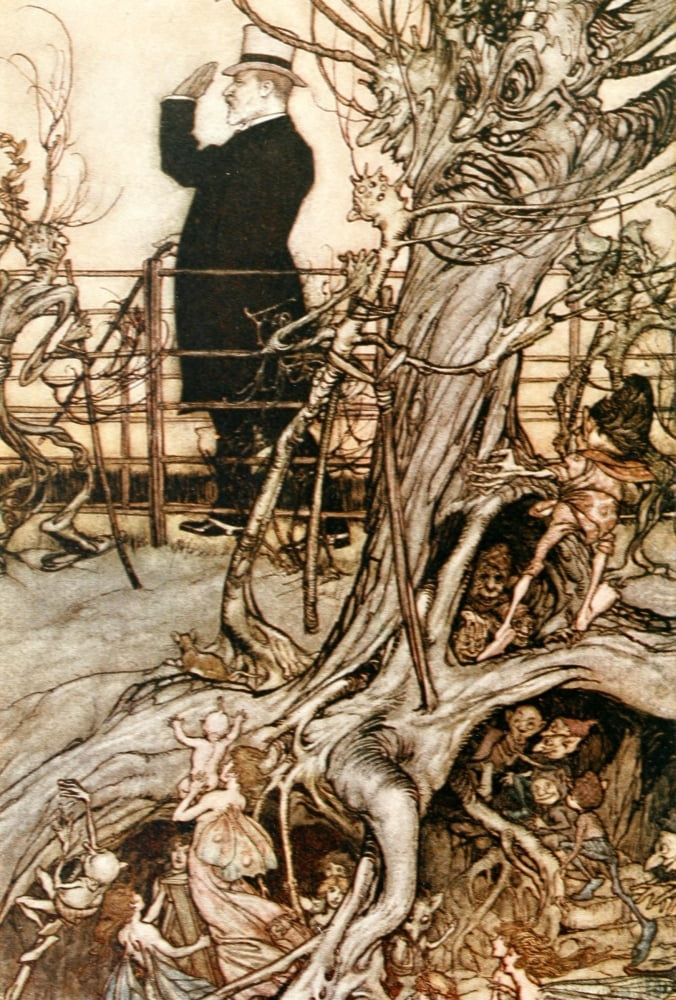 Peter Pan in Kensington 1910 London where King lives Canvas Art - A Rackham (24 x 36)