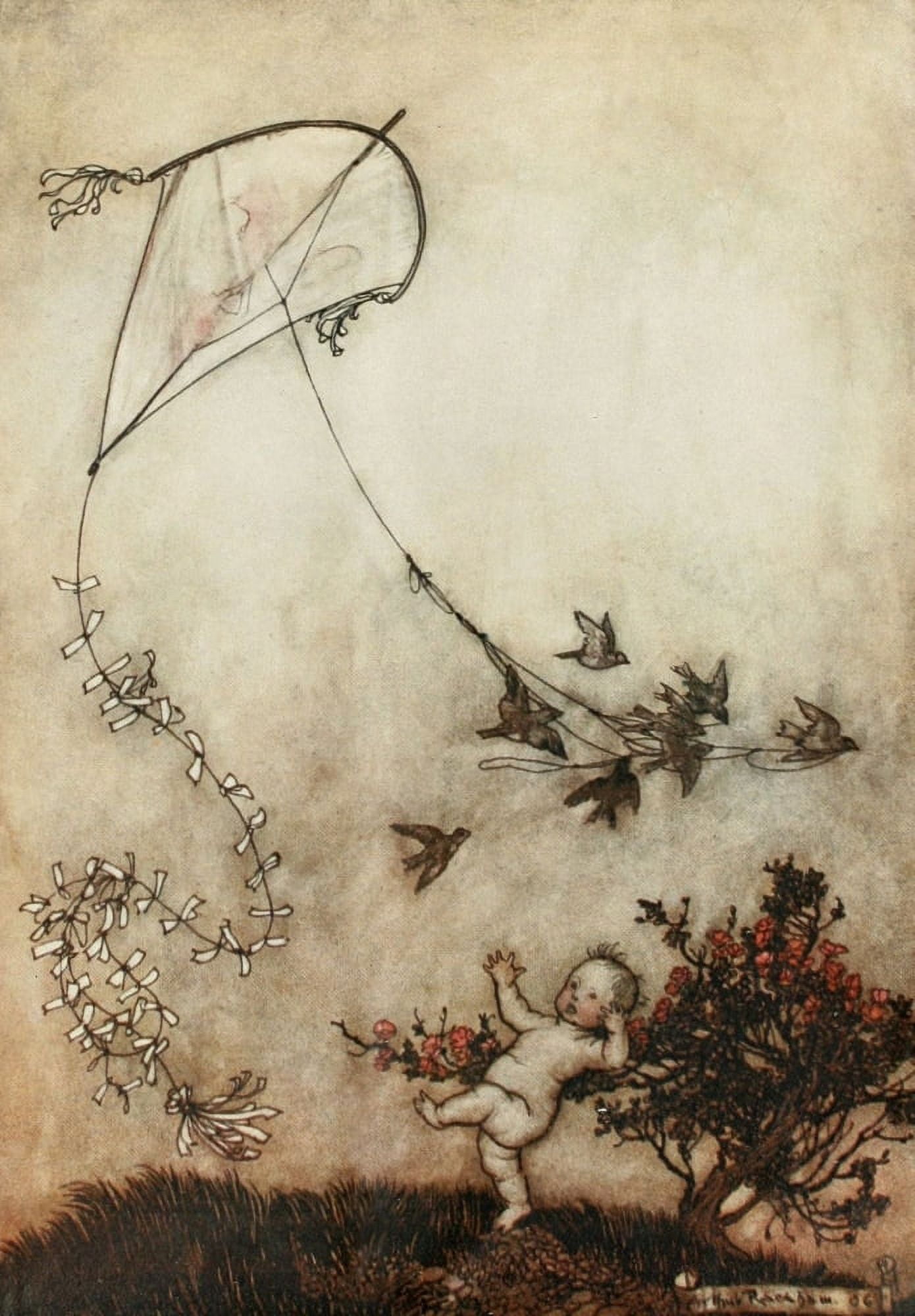 Peter Pan in Kensington 1912 Do it again (kite) Canvas Art - A Rackham (24 x 36)