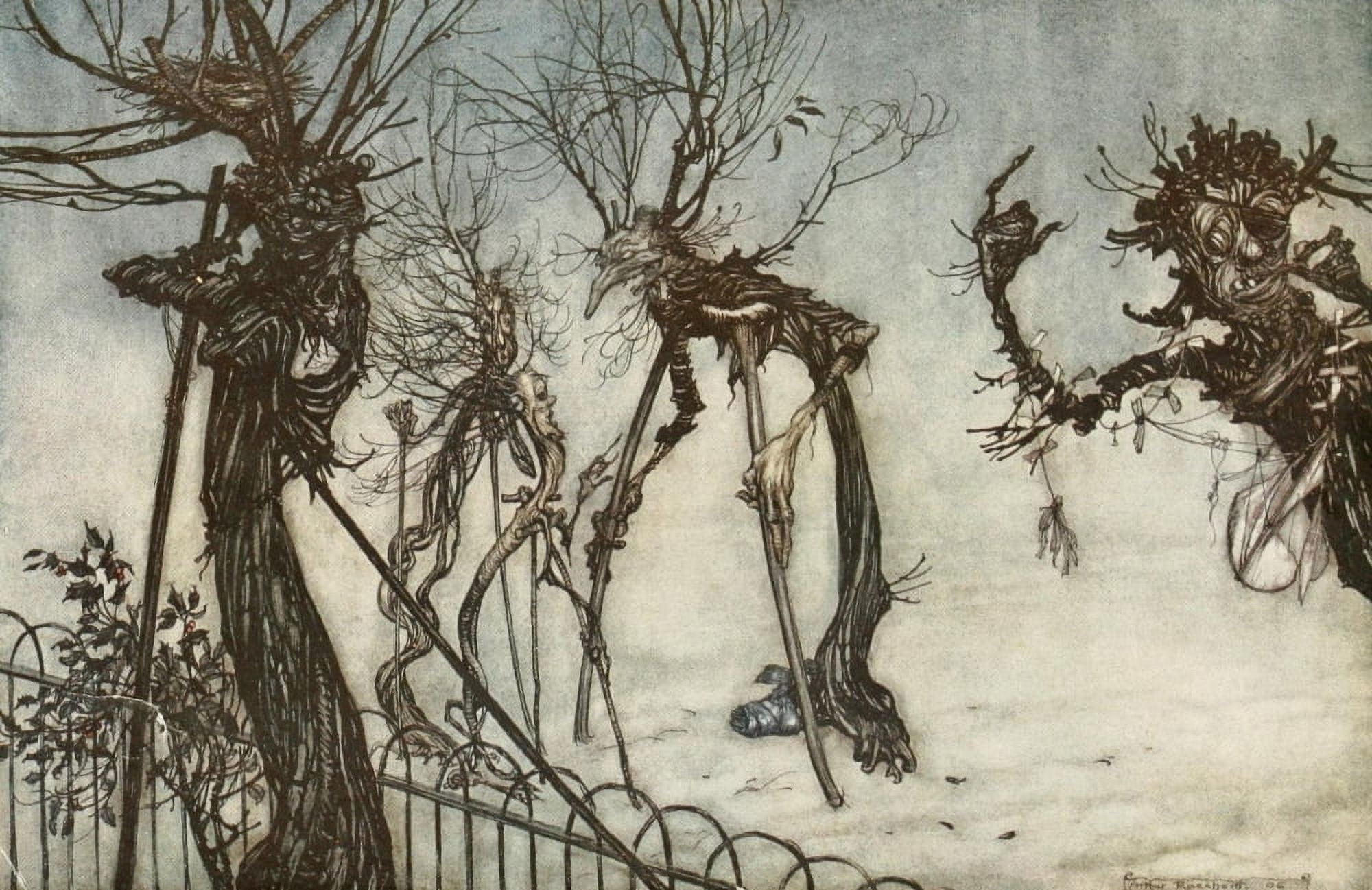 Peter Pan in Kensington 1912 Elderberry hobbled Canvas Art - A Rackham (18 x 24)