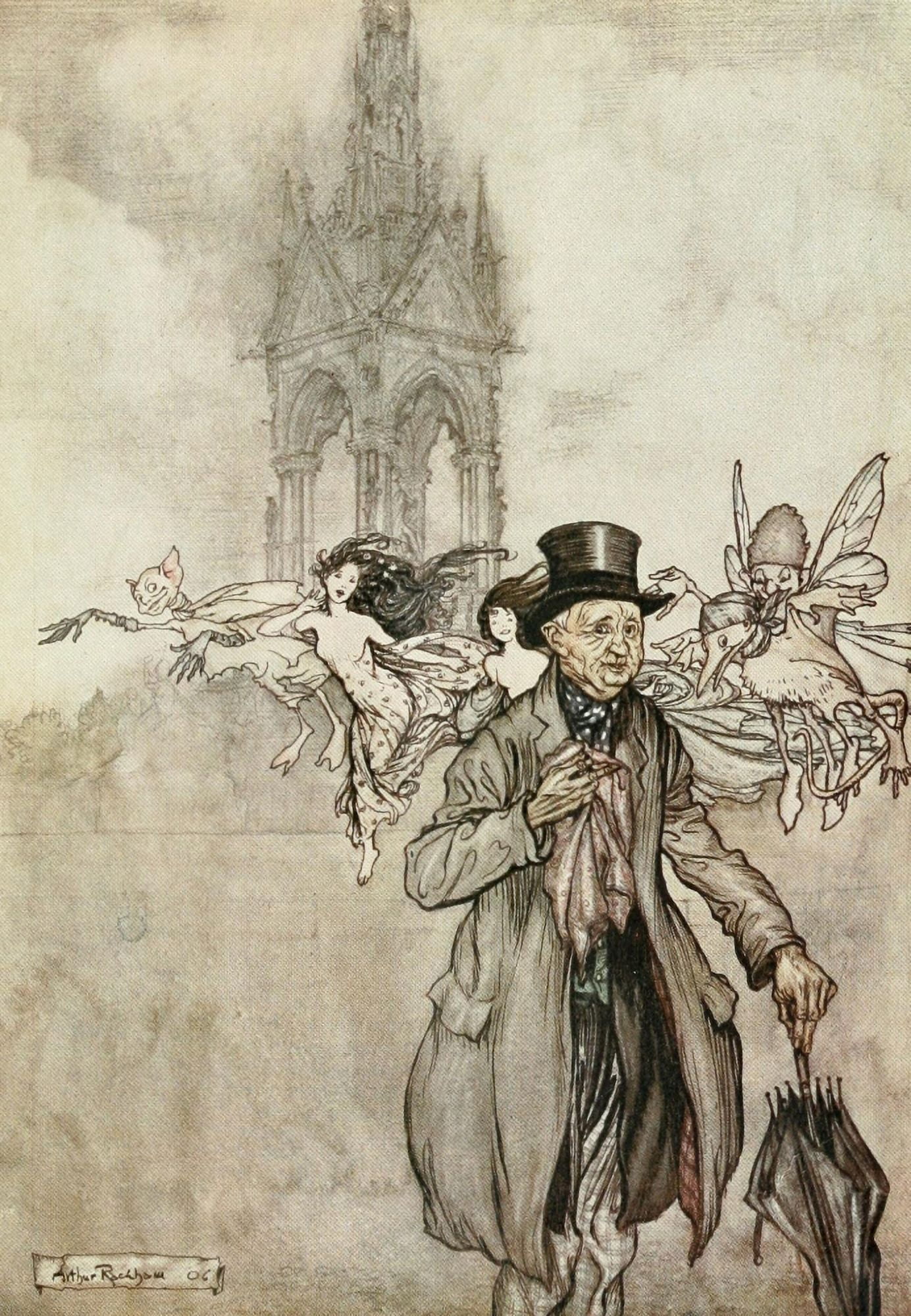 Peter Pan in Kensington 1912 Mr Salford Canvas Art - A Rackham (24 x 36)