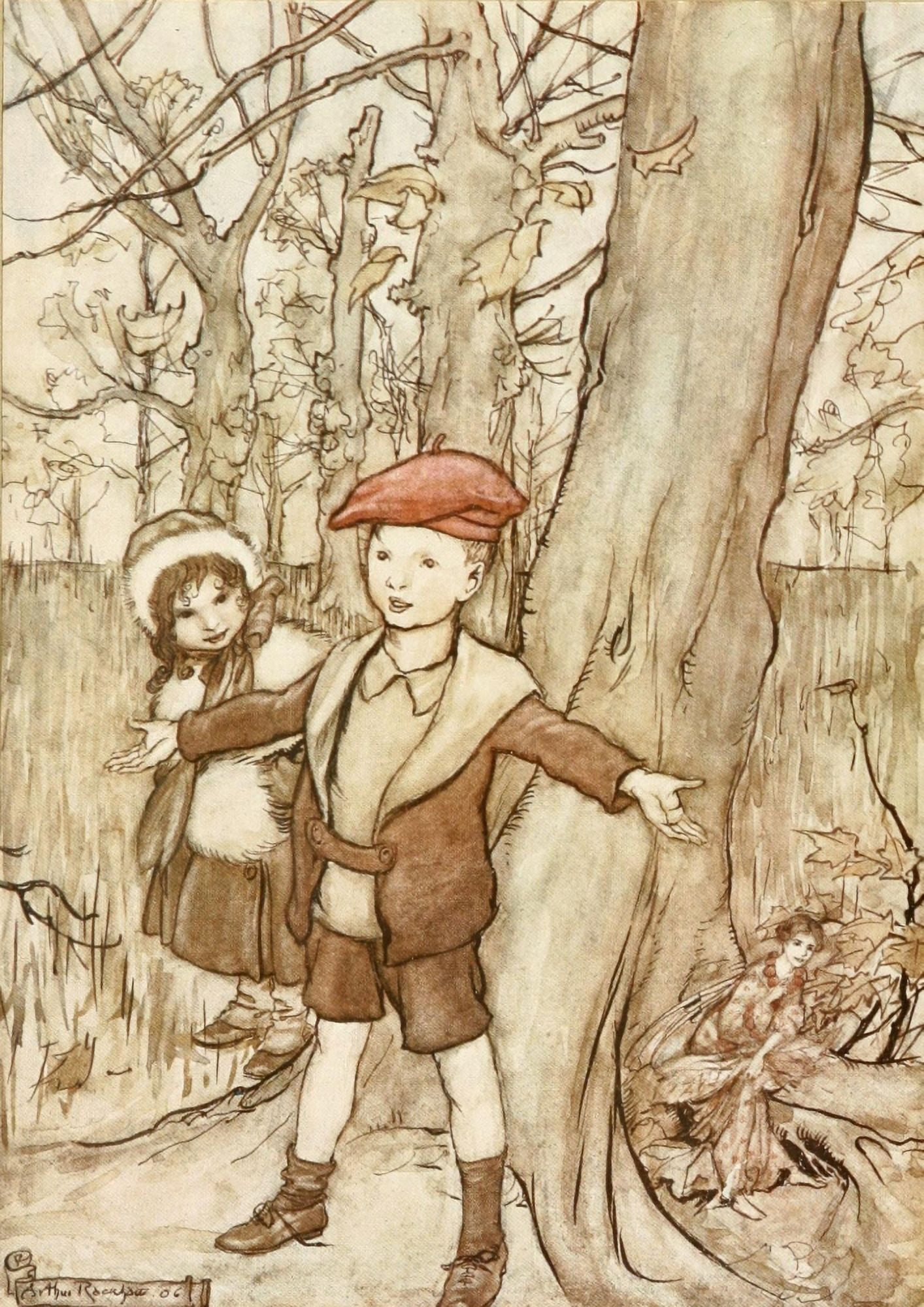 Peter Pan in Kensington 1912 Overheard by fairy Canvas Art - A Rackham (24 x 36)