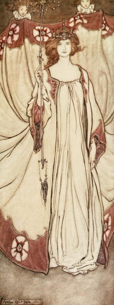 Peter Pan in Kensington 1912 Queen Mab Canvas Art - A Rackham (24 x 36)