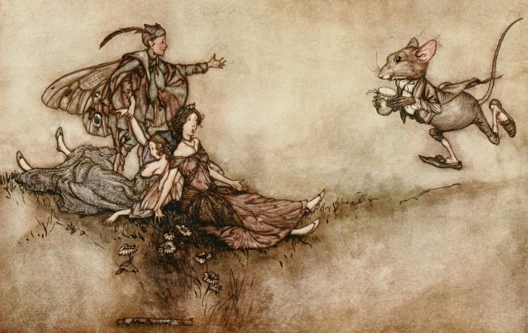 Peter Pan in Kensington 1912 Wallflower juice Canvas Art - A Rackham (24 x 36)