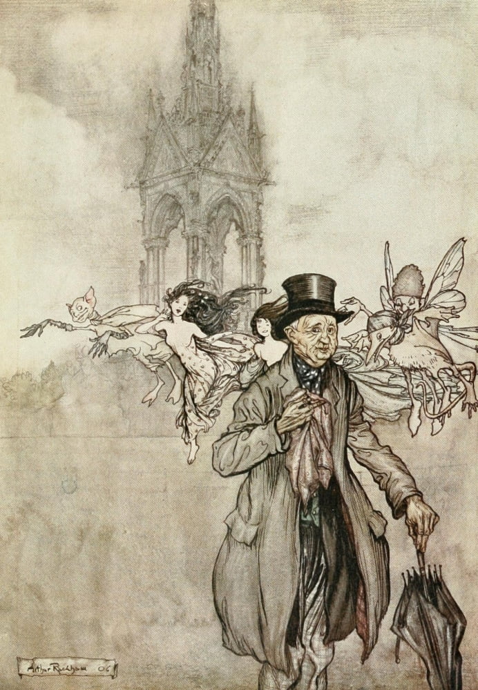 Peter Pan in Kensington Gardens 1912 Old Mr Salford Canvas Art - Arthur Rackham (18 x 24)