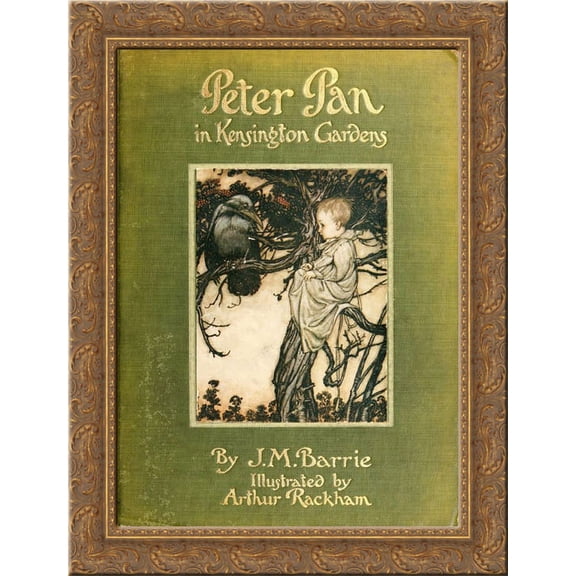 Peter Pan in Kensington Gardens 20x24 Gold Ornate Wood Framed Canvas Art by Rackham, Arthur
