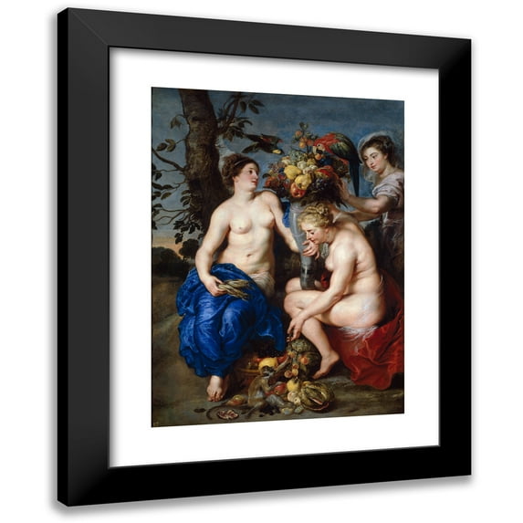 Peter Paul Rubens 11x14 Black Modern Framed Museum Art Print Titled - Ceres with Two Nymphs (1624)