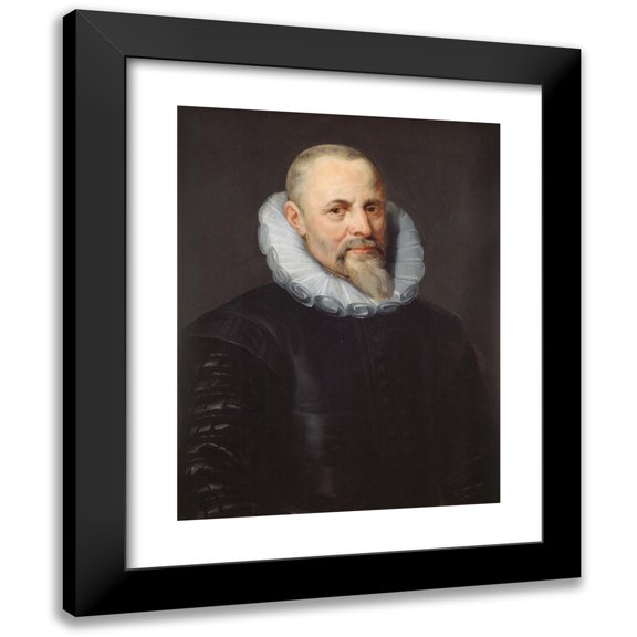 Peter Paul Rubens 12x14 Black Modern Framed Museum Art Print Titled - Portrait of Jan I Moretus (Between 1612 and 1616)