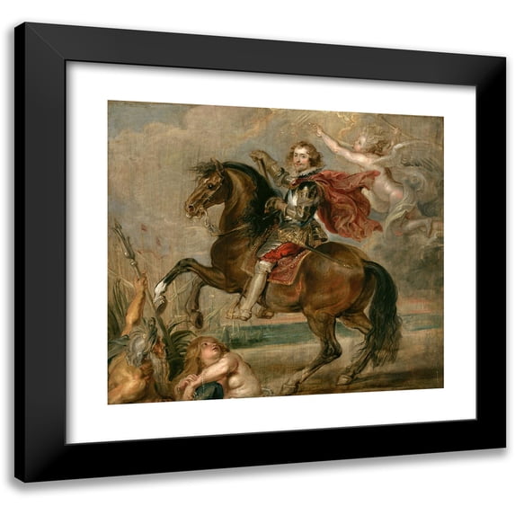 Peter Paul Rubens 13x12 Black Modern Framed Museum Art Print Titled - Equestrian Portrait of the Duke of Buckingham (1625)
