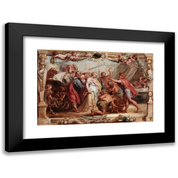 Peter Paul Rubens 14x11 Black Modern Framed Museum Art Print Titled - Briseis Given Back to Achilles (Between 1630 and 1631)