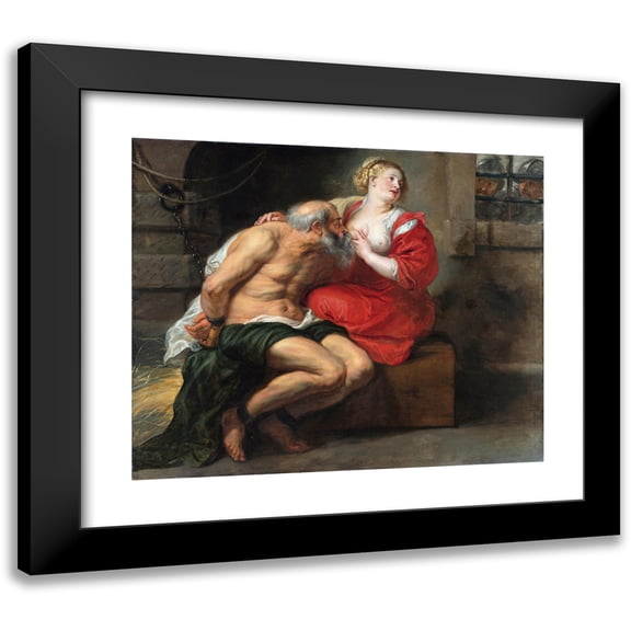 Peter Paul Rubens 14x12 Black Modern Framed Museum Art Print Titled - Cimon and Pero (Roman Charity) (1630 - 1640)