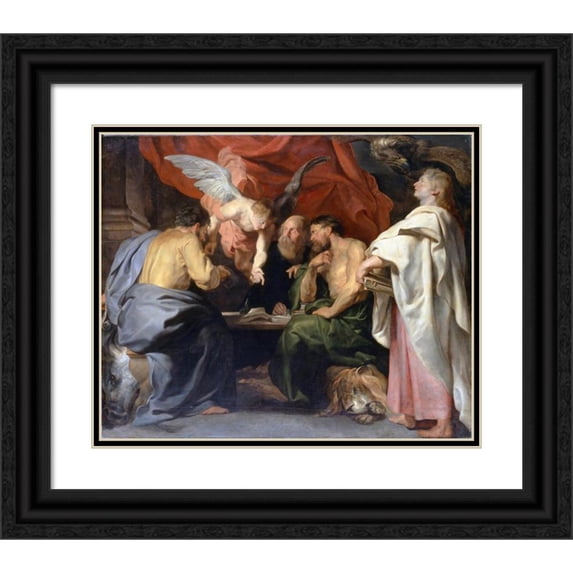 Peter Paul Rubens 14x12 Black Ornate Wood Framed Double Matted Museum Art Print Titled: The Four Evangelists (1614)