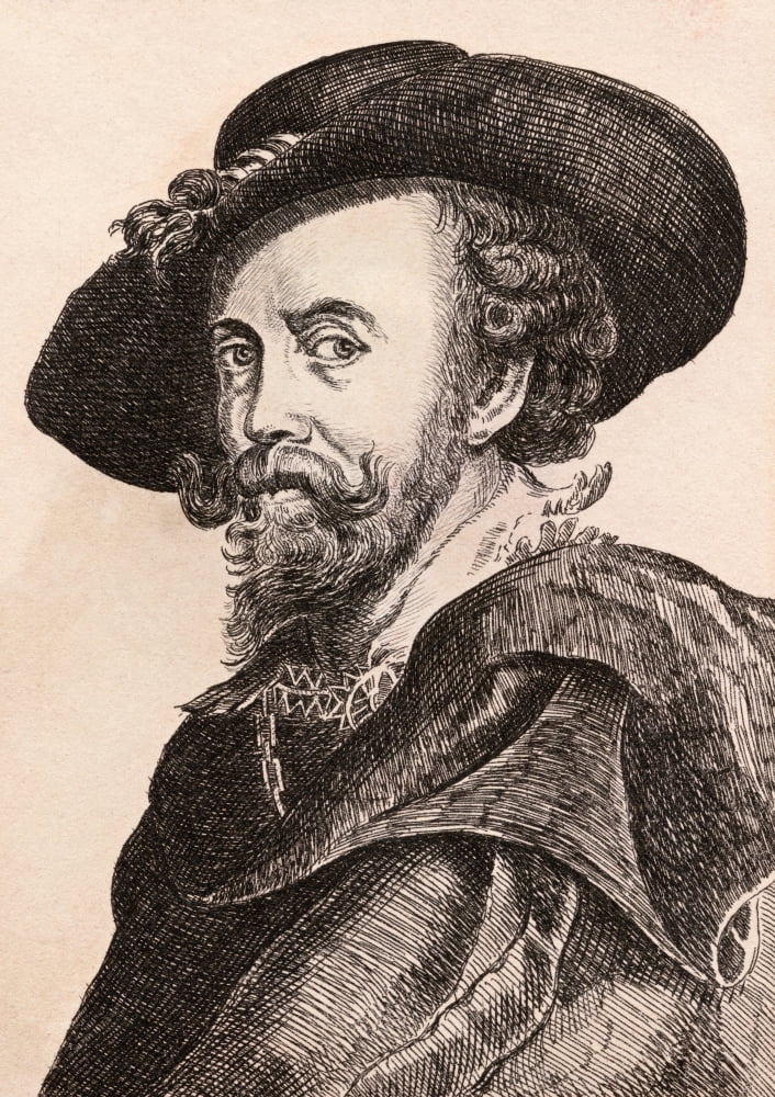 Peter Paul Rubens 1577  1640 Flemish Painter From 75 Portraits Of Celebrated Painters From Authentic Originals Etched By James Girtin Published London 1817 Canvas Art - Ken Welsh  Design Pics (12 x 17