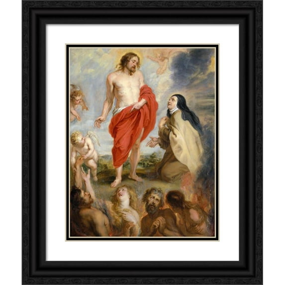 Peter Paul Rubens 15x18 Black Ornate Wood Framed Double Matted Museum Art Print Titled - Saint Teresa of Avila Interceding for Souls in Purgatory