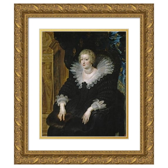 Peter Paul Rubens 15x18 Gold Ornate Wood Frame and Double Matted Museum Art Print Titled - Portrait of Anne of Austria (circa 1622)