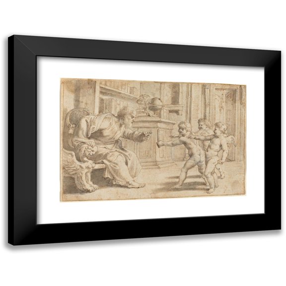 Peter Paul Rubens 18x13 Black Modern Framed Museum Art Print Titled - Putti Testing a Man's Perception of Depth (C. 1613)