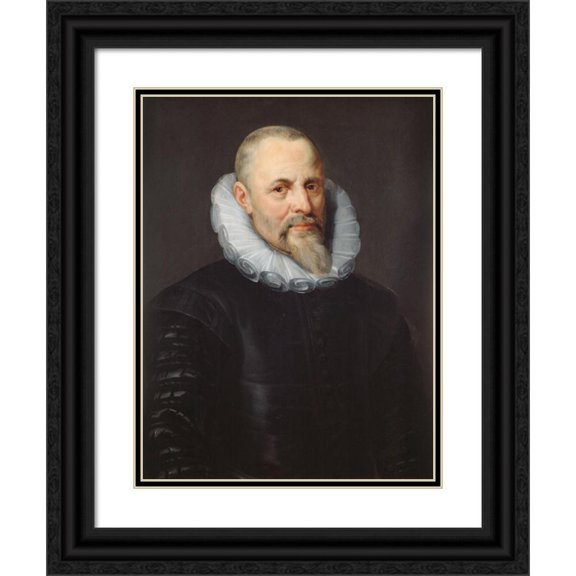 Peter Paul Rubens 19x24 Black Ornate Framed Double Matted Museum Art Print Titled: Portrait of Jan I Moretus (Between 1612 and 1616)