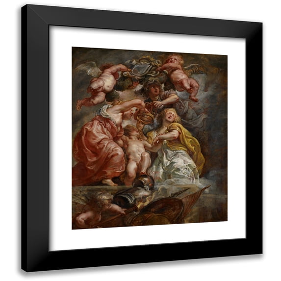 Peter Paul Rubens 20x23 Black Modern Framed Museum Art Print Titled - The Union of England and Scotland (Charles I as the Prince of Wales) (1633-34)