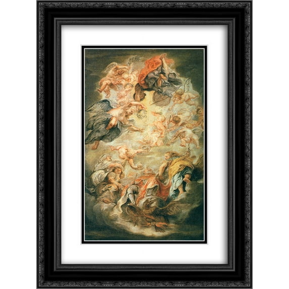 Peter Paul Rubens 2x Matted 18x24 Black Ornate Framed Art Print 'Apotheosis of King James I'