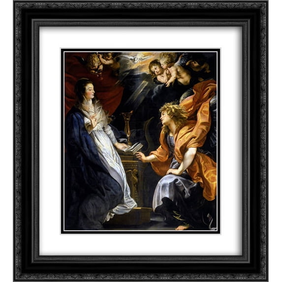 Peter Paul Rubens 2x Matted 20x22 Black Ornate Framed Art Print 'Annunciation'