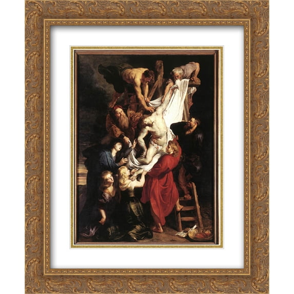 Peter Paul Rubens 2x Matted 20x24 Gold Ornate Framed Art Print 'Descent from the Cross (centre panel)'
