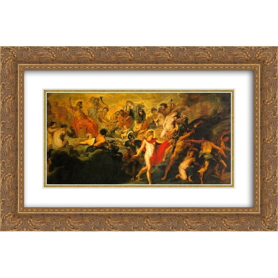 Peter Paul Rubens 2x Matted 24x16 Gold Ornate Framed Art Print 'The Council of the Gods'