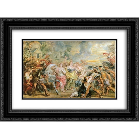 Peter Paul Rubens 2x Matted 24x18 Black Ornate Framed Art Print 'Truce between Romans and Sabinians'