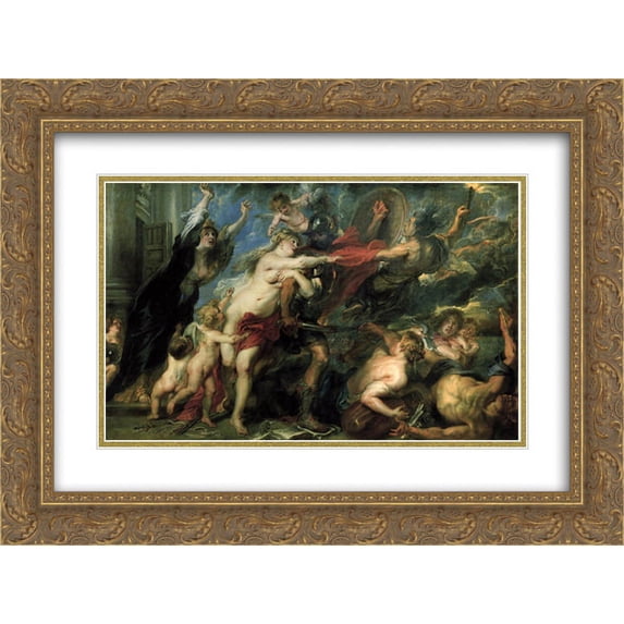 Peter Paul Rubens 2x Matted 24x18 Gold Ornate Framed Art Print 'The Consequences of War'